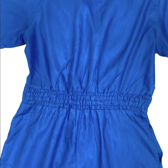 Vintage Ashleigh Morgan Sport Blue Short Sleeve Straight Leg Jumpsuit Size L - Picture 8 of 11